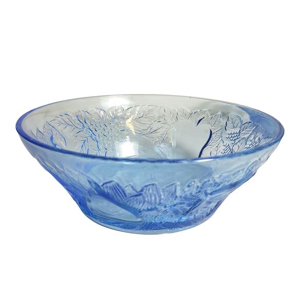 KIG Indonesia Ice Blue Glass Serving Bowls - Fruit Vintage Pack of 2 - Picture 5 of 6